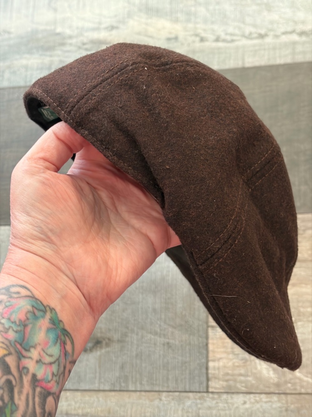 Woolrich Brown Wool Blend Driver Newsboy Cap XL